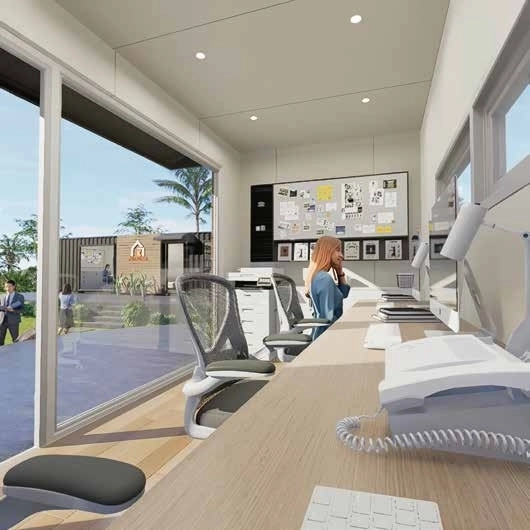 ACTBOXES container office interior workspace